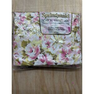 Vintage Macys Springmaid Double Full Fitted Sheets No Iron New Floral Pinks 70’s